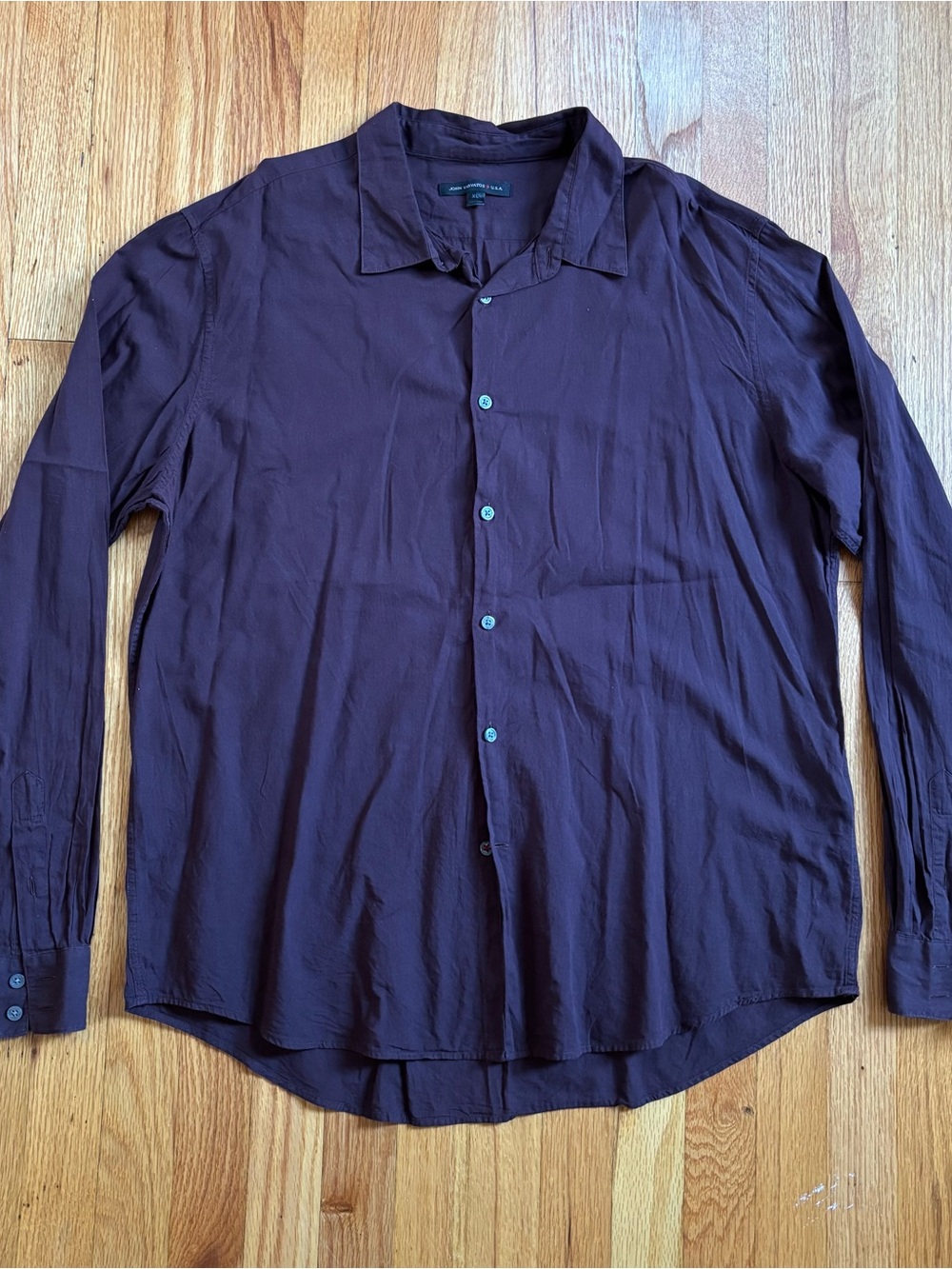 John Varvatos Deep Plum Lightweight Long-Sleeve Button-Down Shirt XL